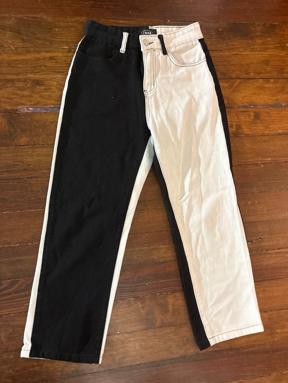 Cider black white colorblock two tone pants jeans size XS